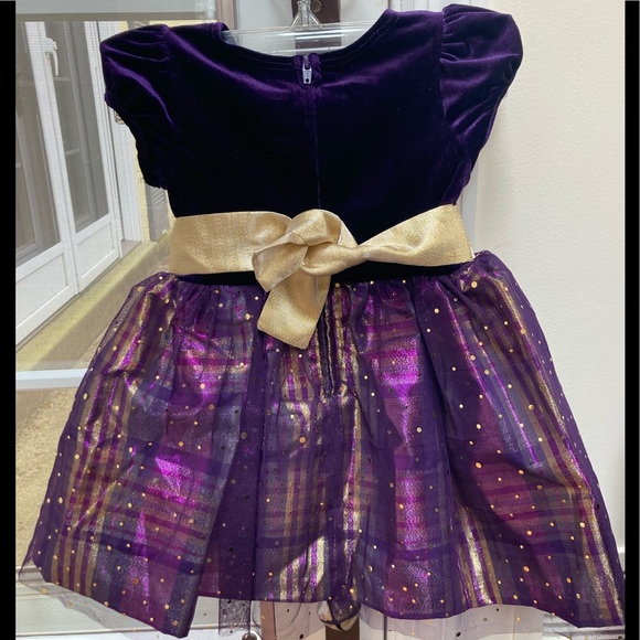 BONNIE JEAN PURPLE GOLD DRESS SZ 2T - Picture 2 of 9
